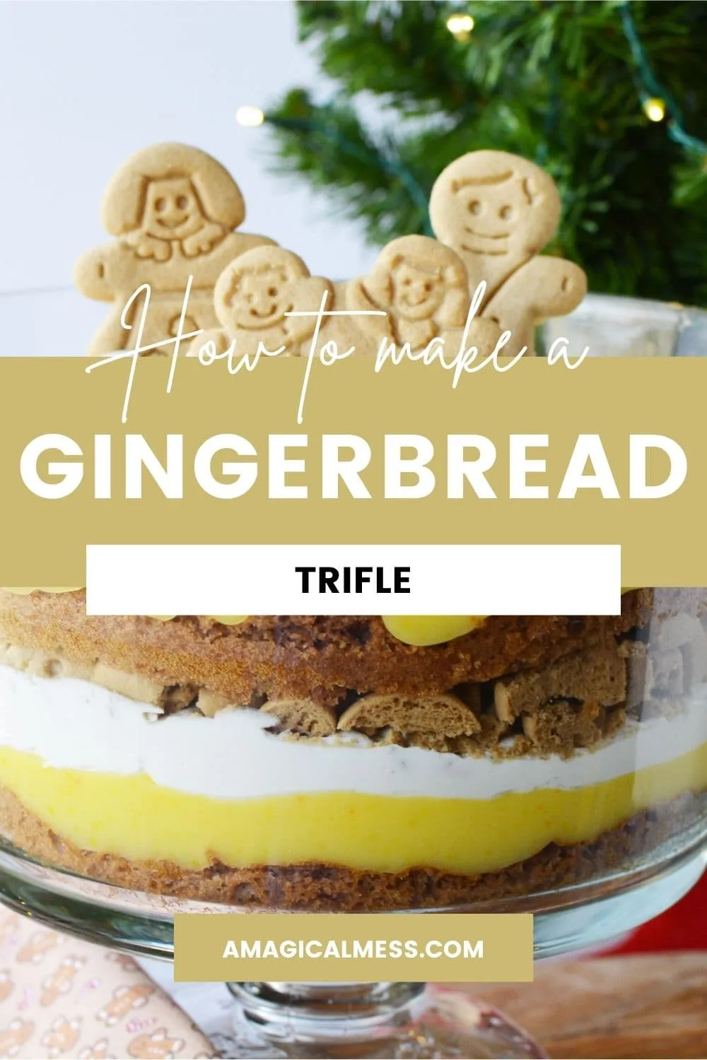Gingerbread cookies in a layered trifle dessert.