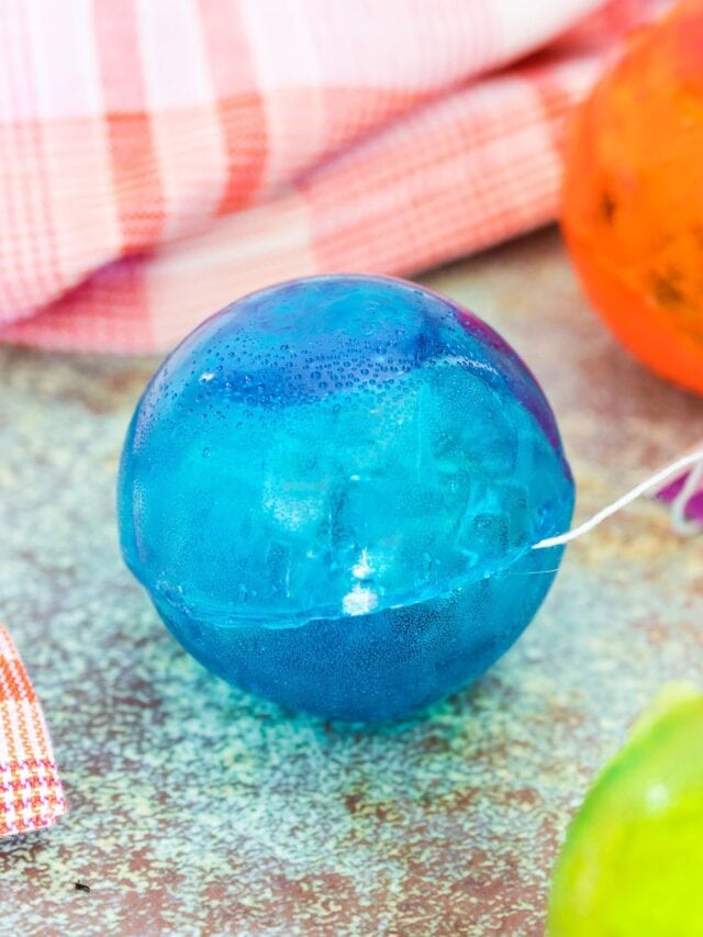 Blue orb with a tea bag string sticking out.