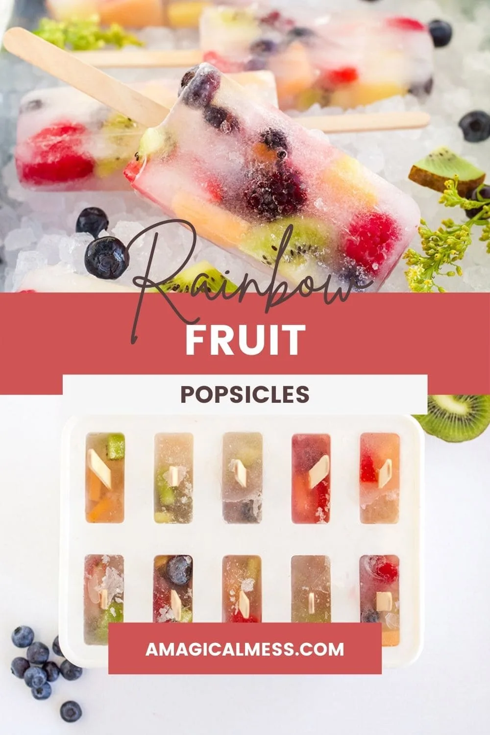 Fruit pops in a mold and on ice.