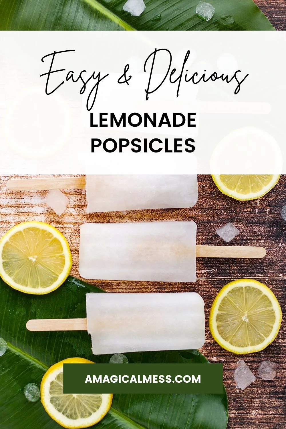 Lemon ice pops lined up next to lemon slices.