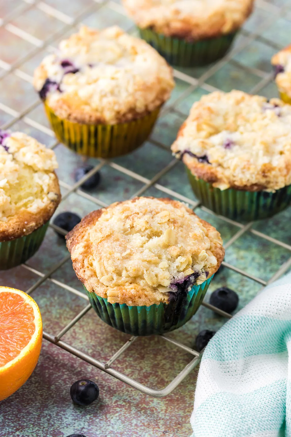 Muffins on a cooling rack.