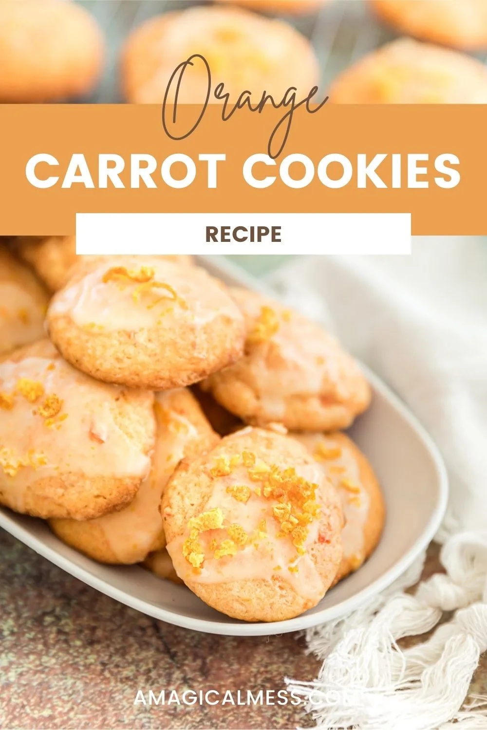 Orange carrot cookies on a tray.