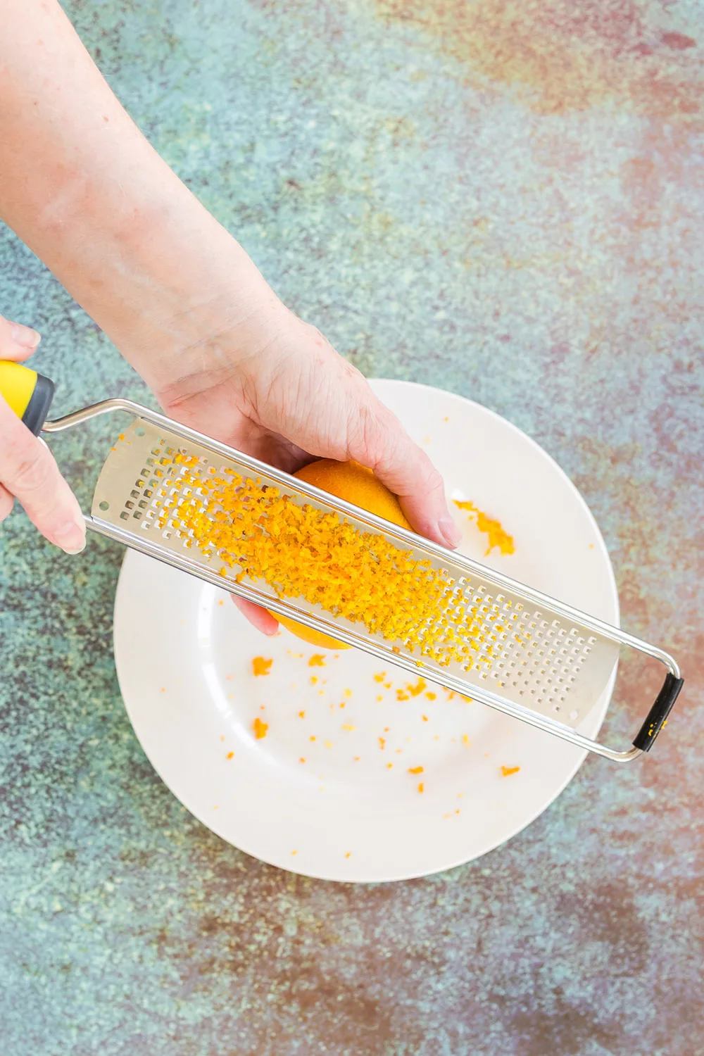 Creating orange zest.