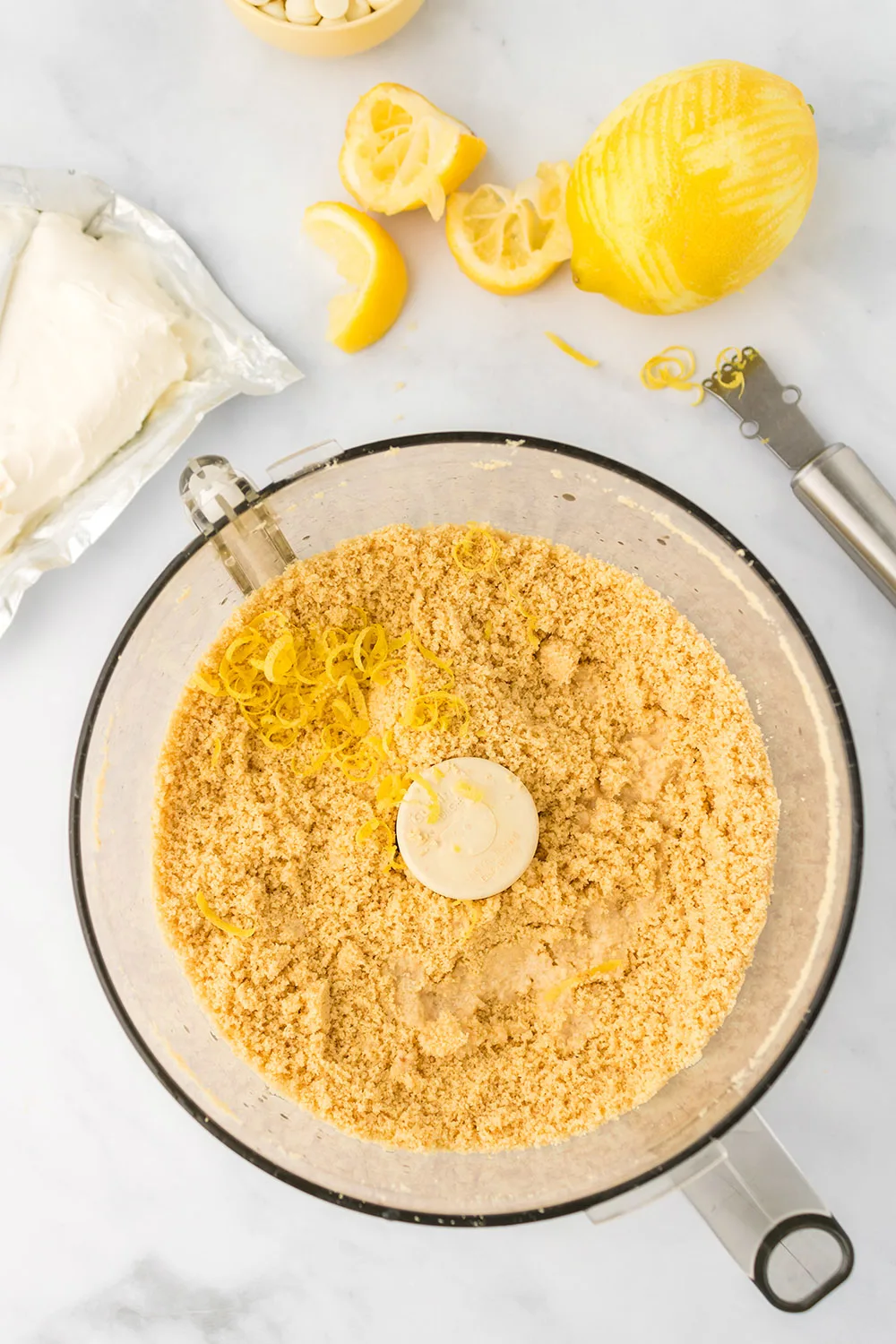 Ground up lemon oreo cookies. 