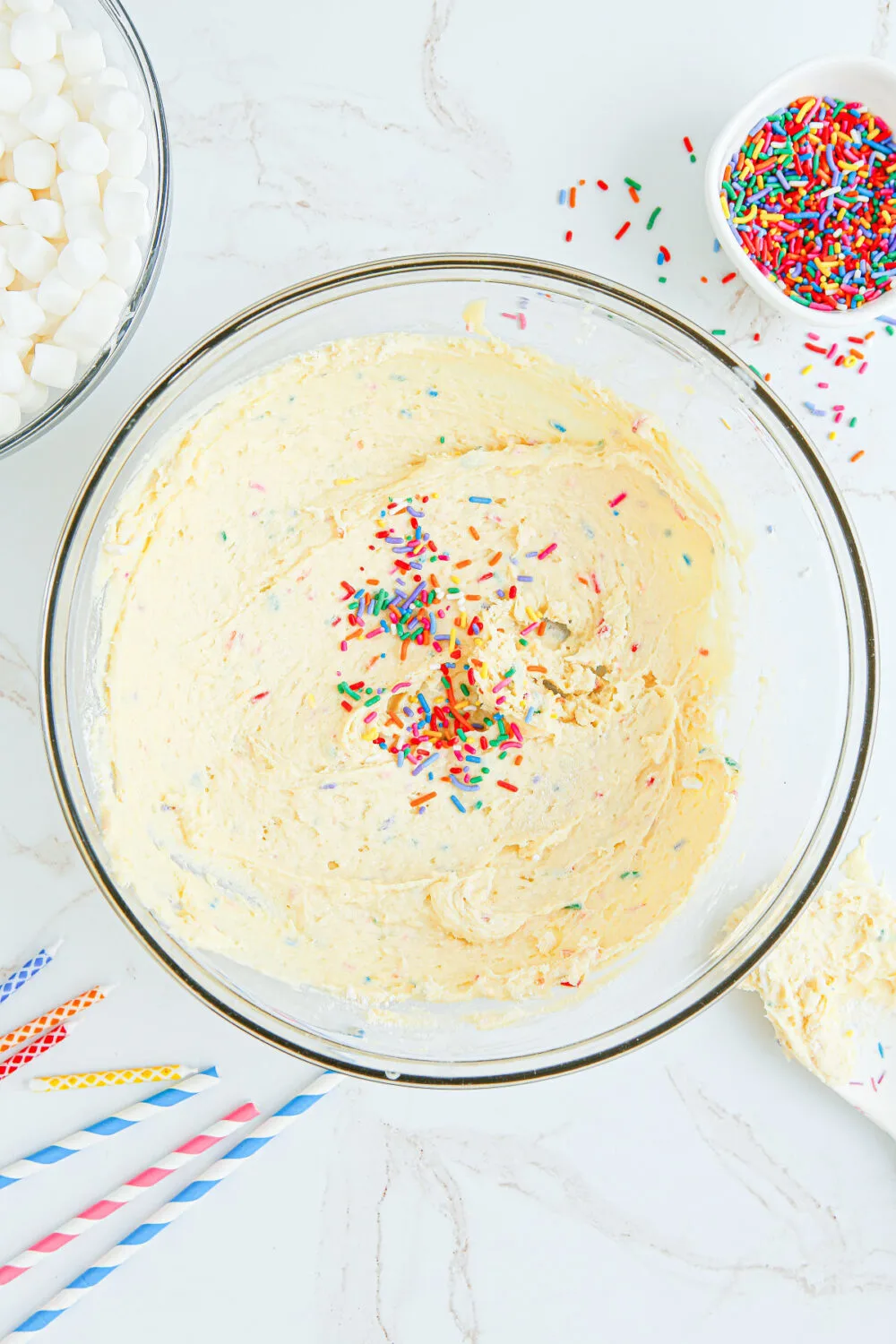 Sprinkles in with vanilla pudding mixture. 