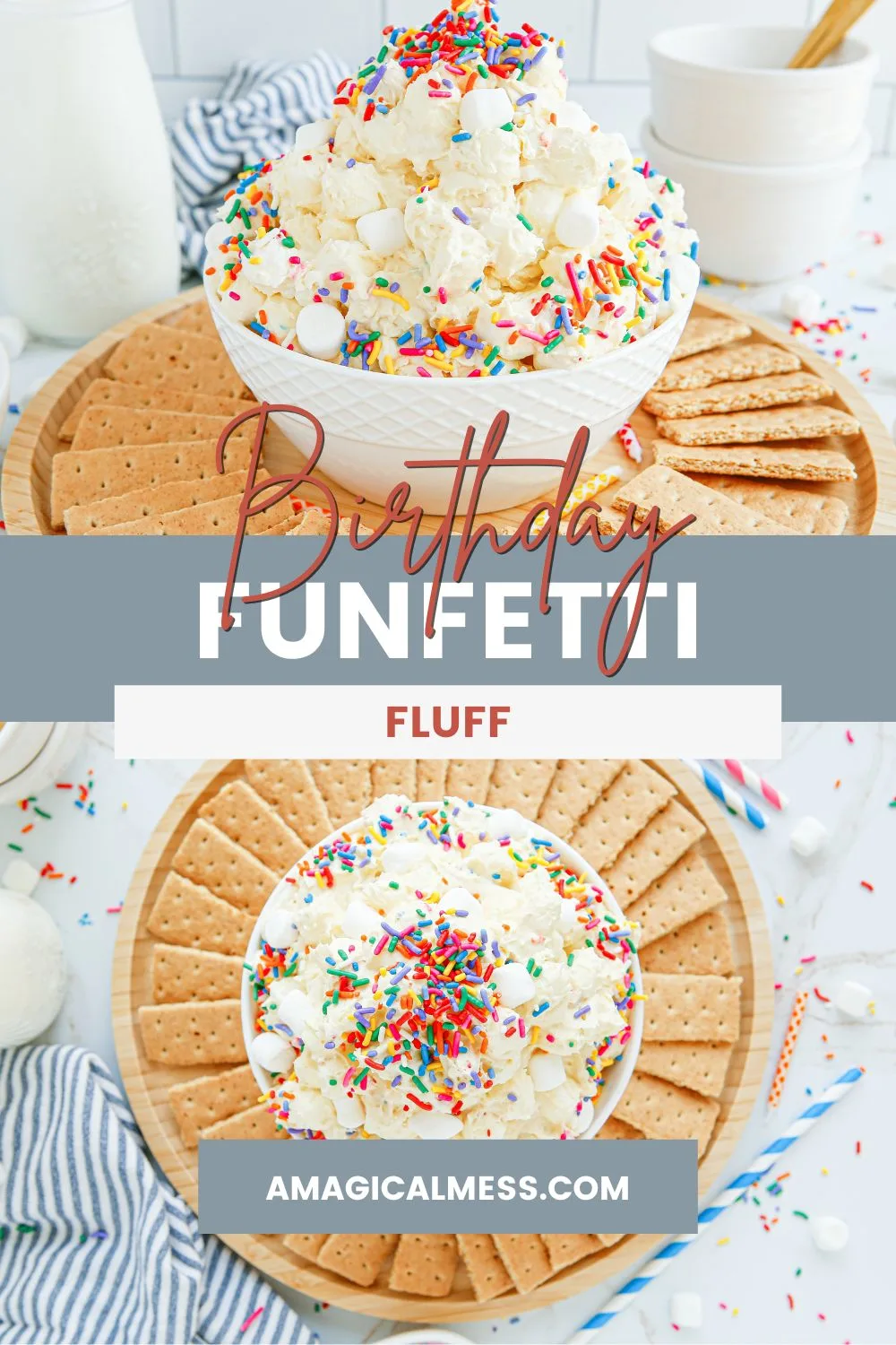 Birthday fluff salad with graham crackers. 