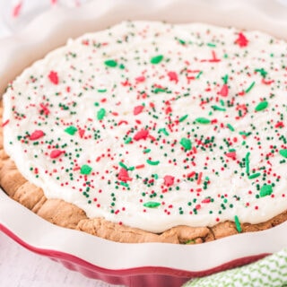 Holiday sugar cookie pie with red and green sprinkles.