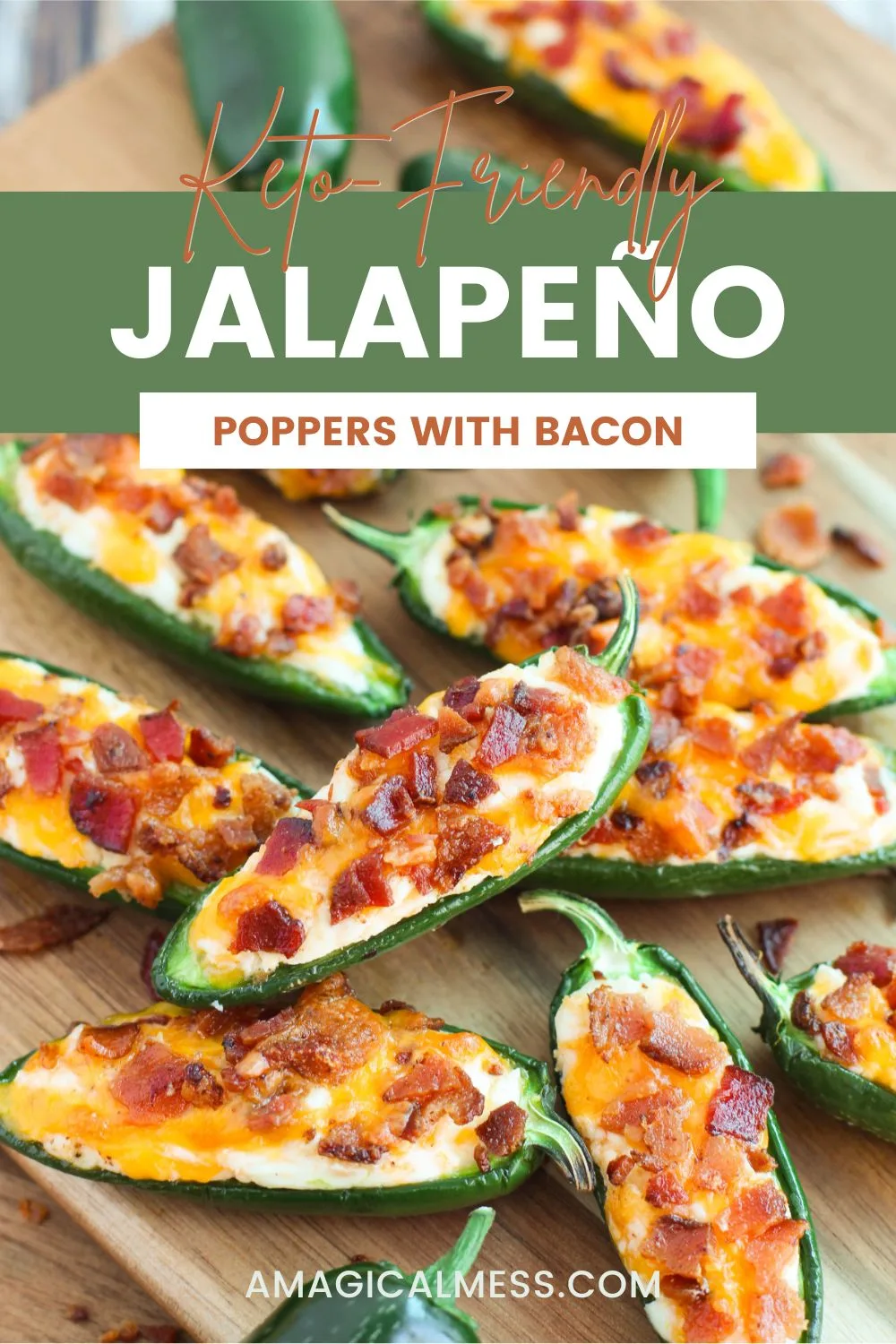 Bacon jalepeno poppers on a board. 