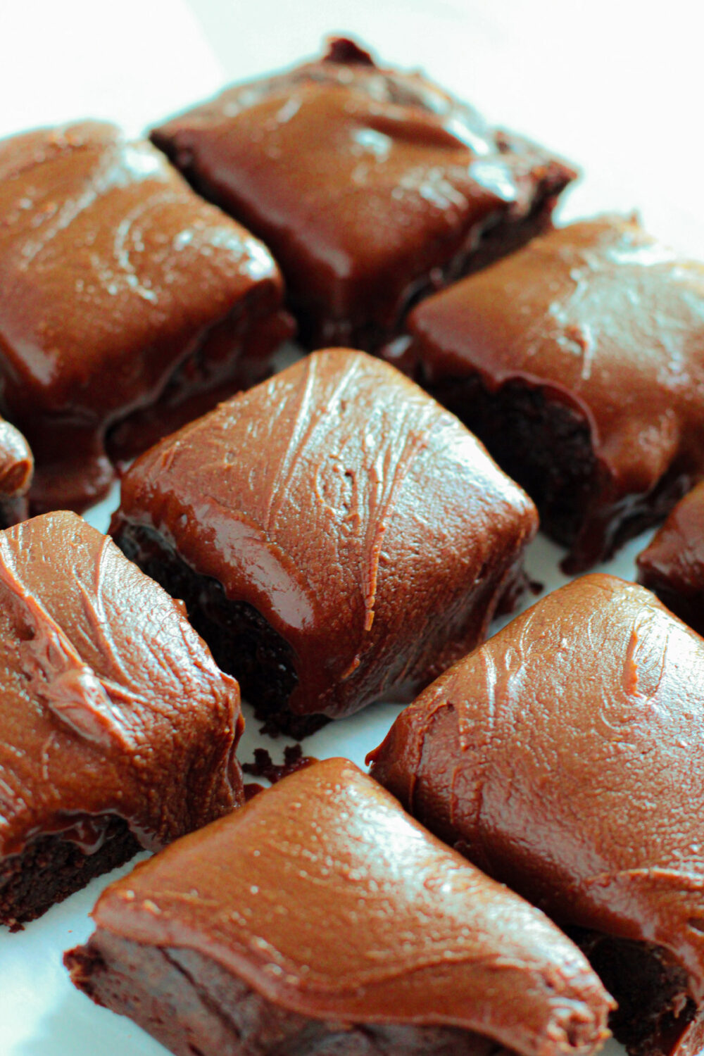 Brownies sliced into squares. 
