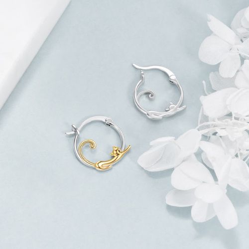 Small Hoop Cat Earrings