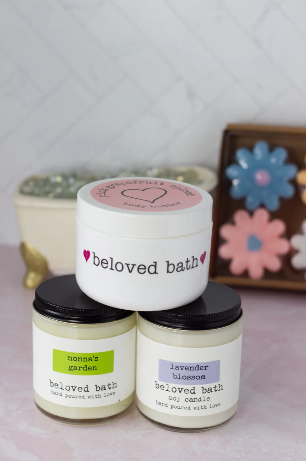 Candles and body butter from Beloved Bath.