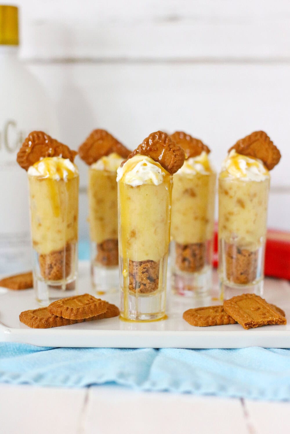 RumChata pudding shots with Biscoff cookies. 