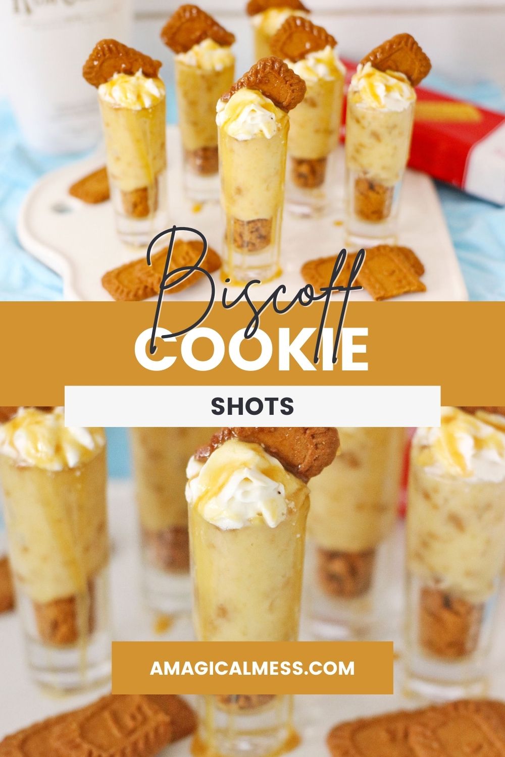 Cookie shots lined up. 