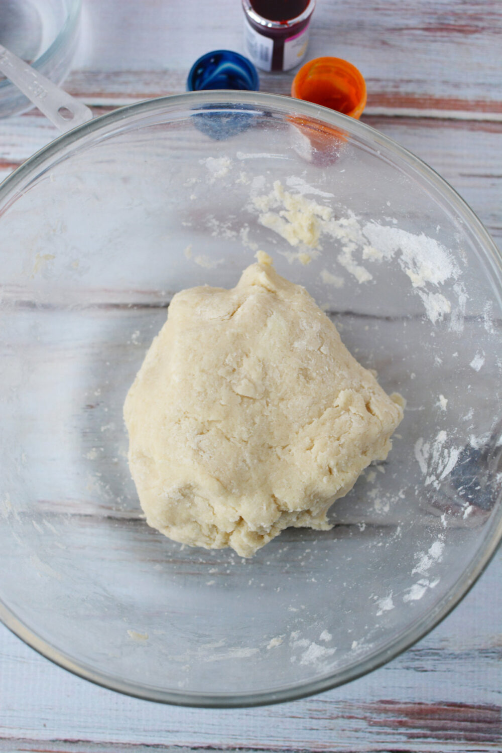 Shortbread dough in a bowl. 