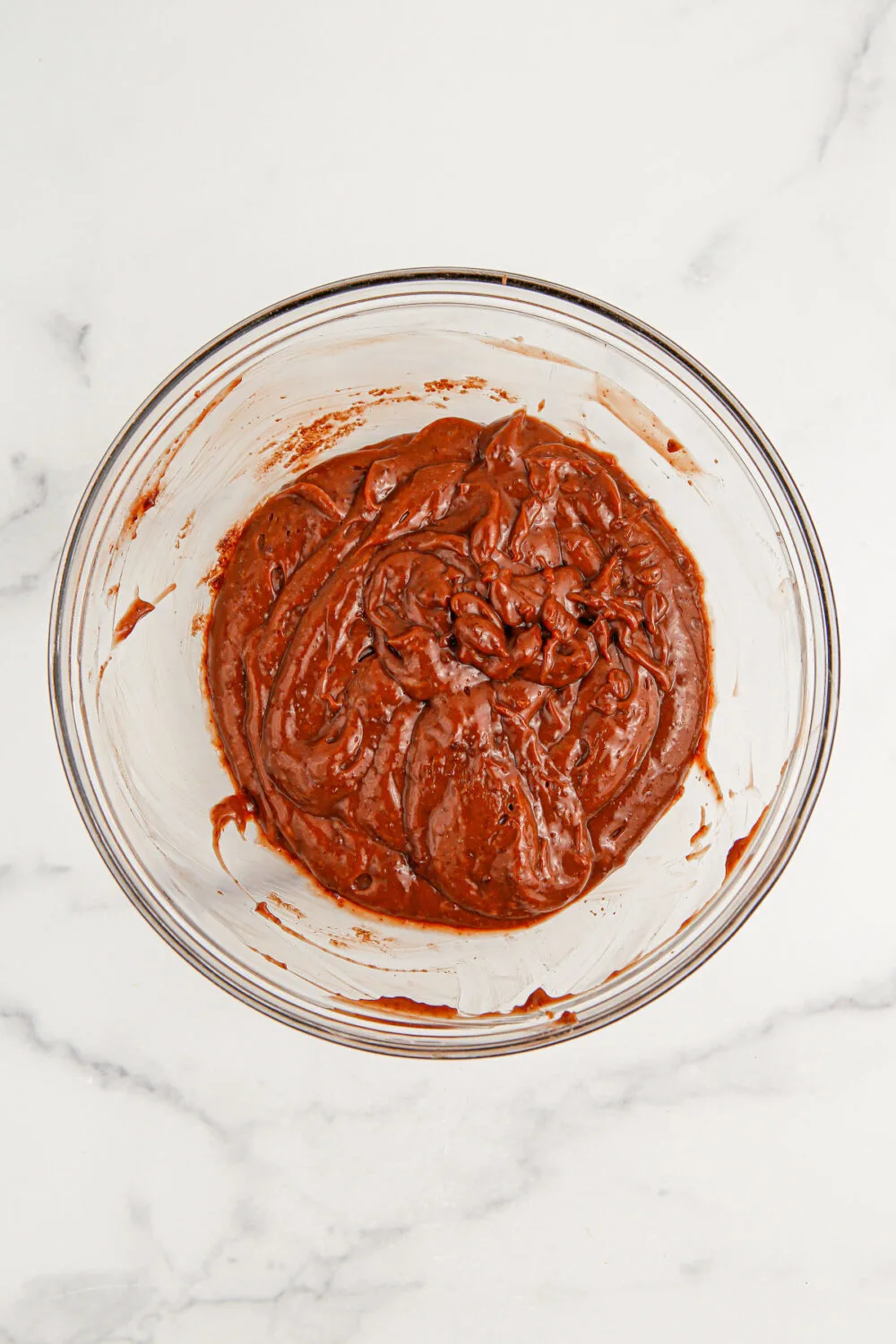 Chocolate pudding mixed in a bowl. 