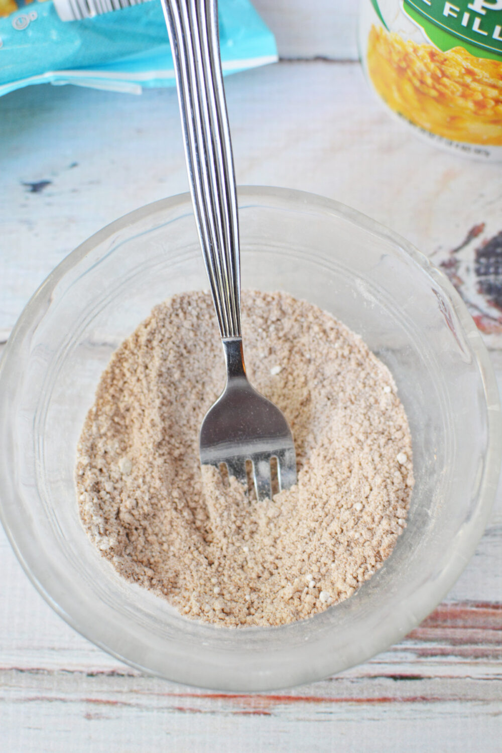 Brown sugar and flour in a bowl. 