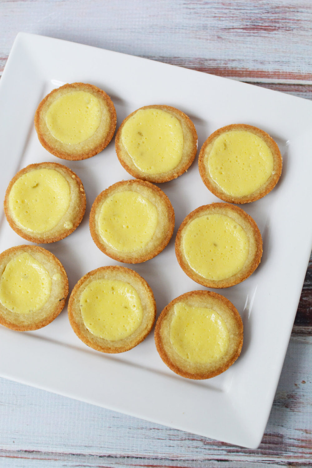 Baked key lime cookie crusts. 