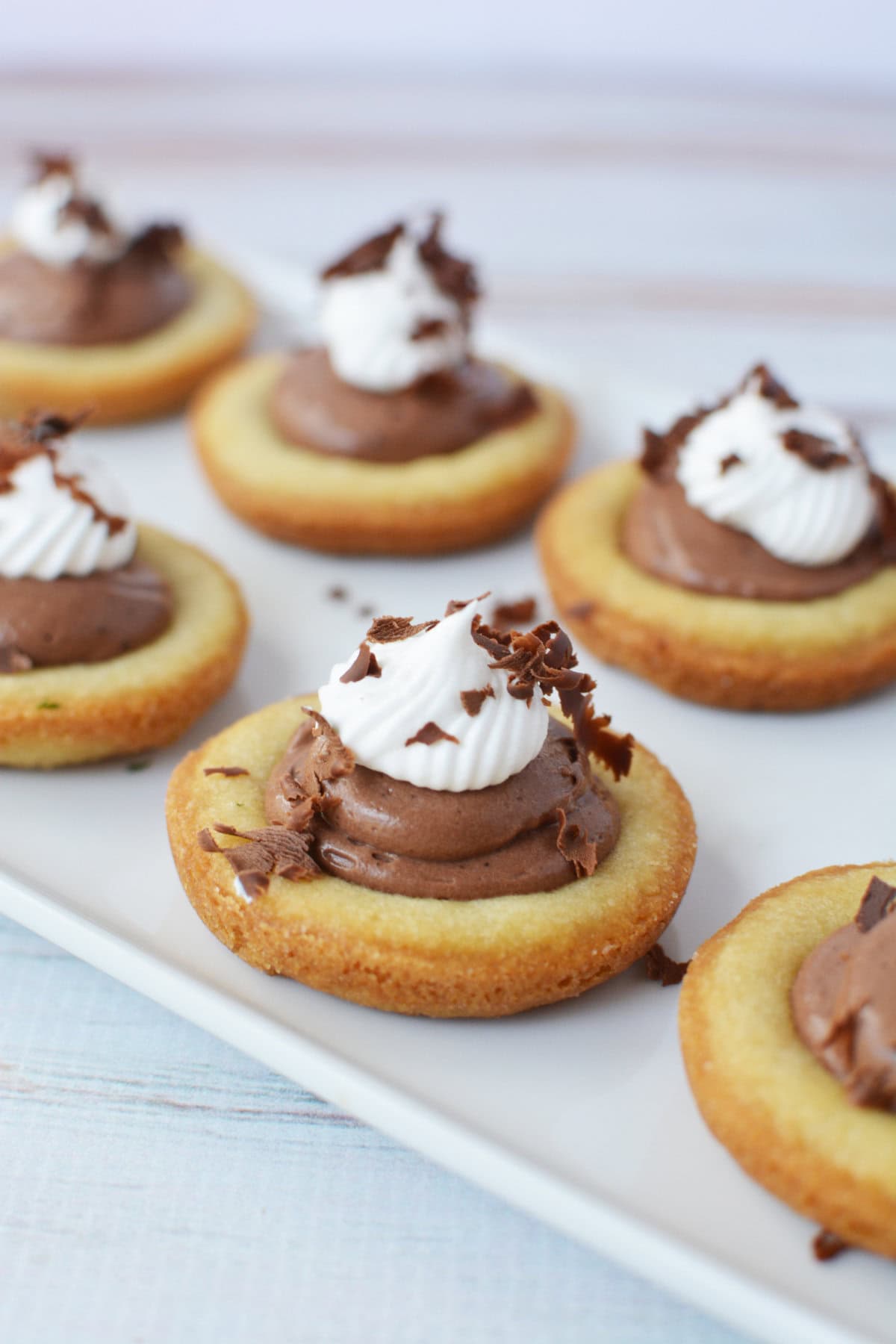 French silk pie cookies on a tray.