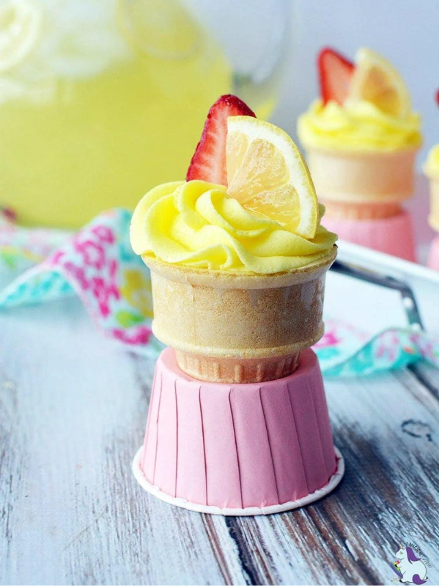 Strawberry Lemonade Cupcakes in a Cone Recipe-Cover Image