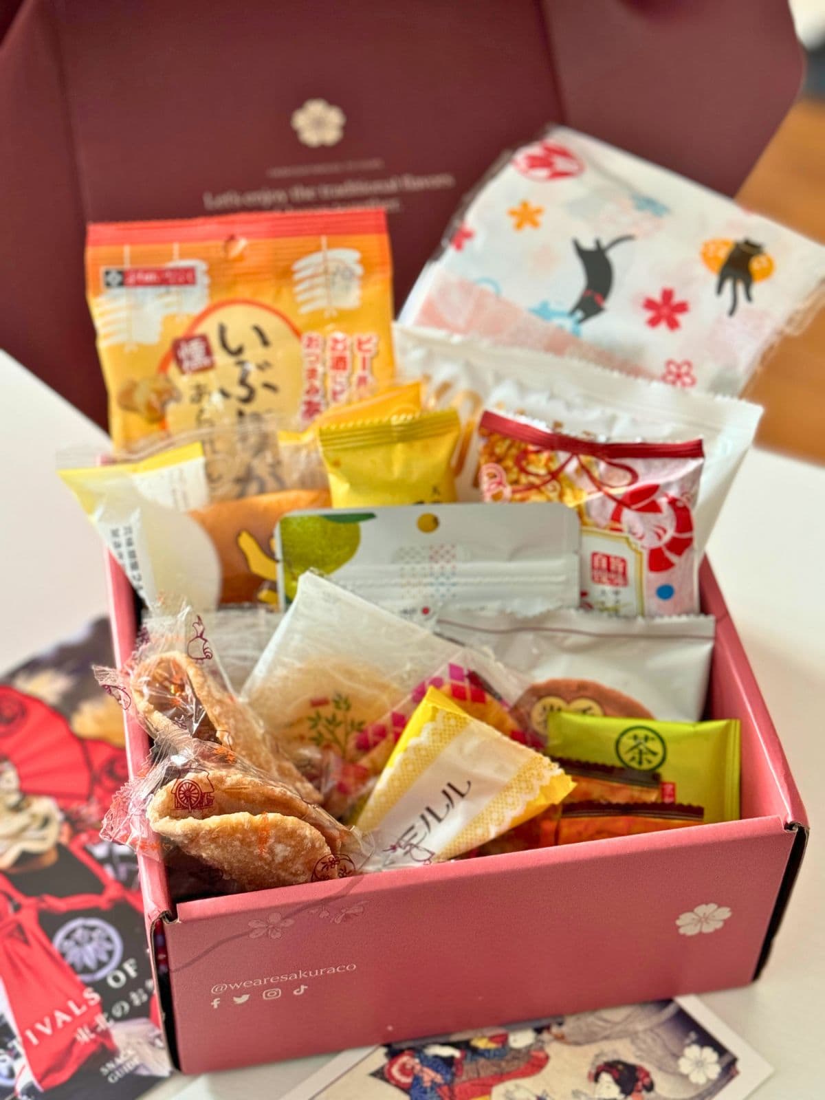 Sakuraco Japanese snack box filled with snacks.