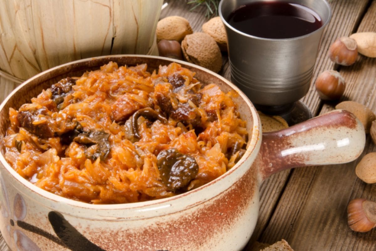 Polish hunter's stew in a bowl. 