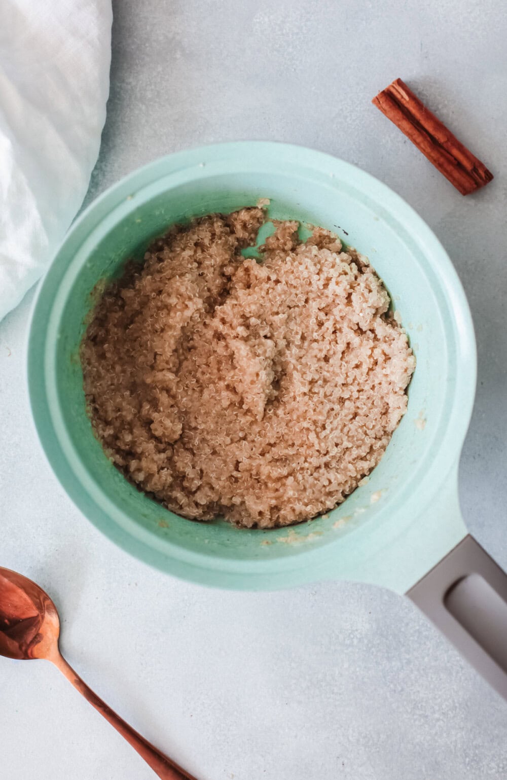 Quinoa mixture in a pan. 