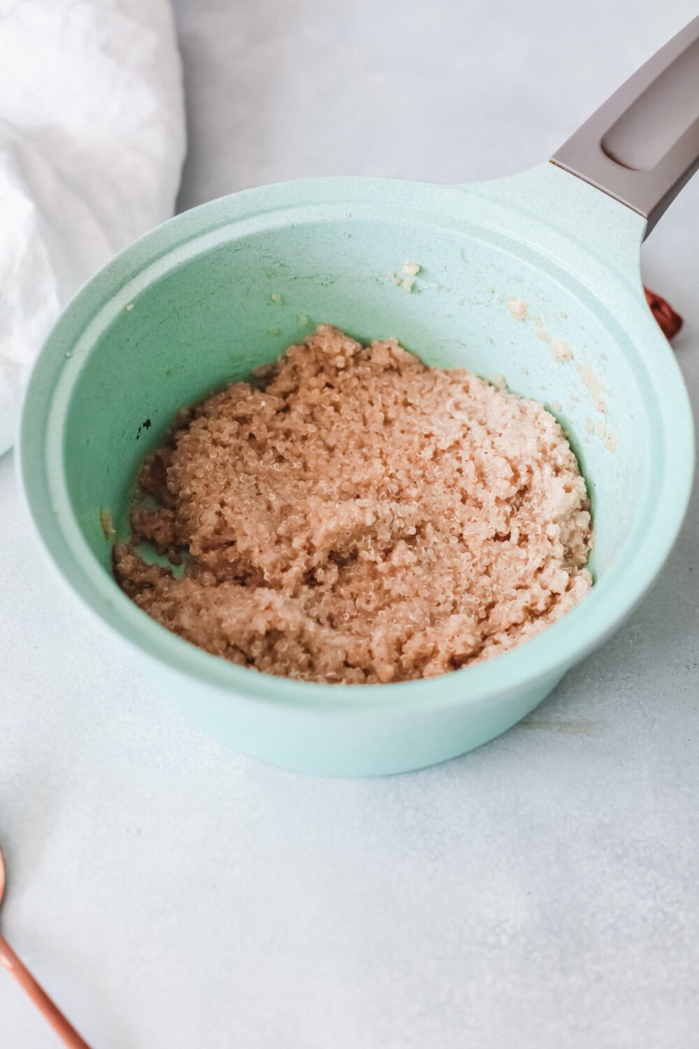 Quinoa mixture in a pan. 