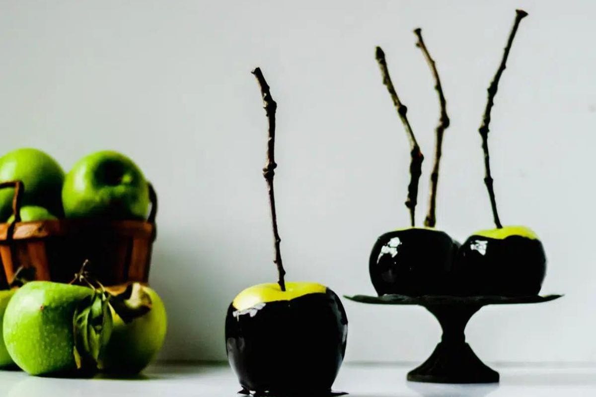 Black candy apples. 