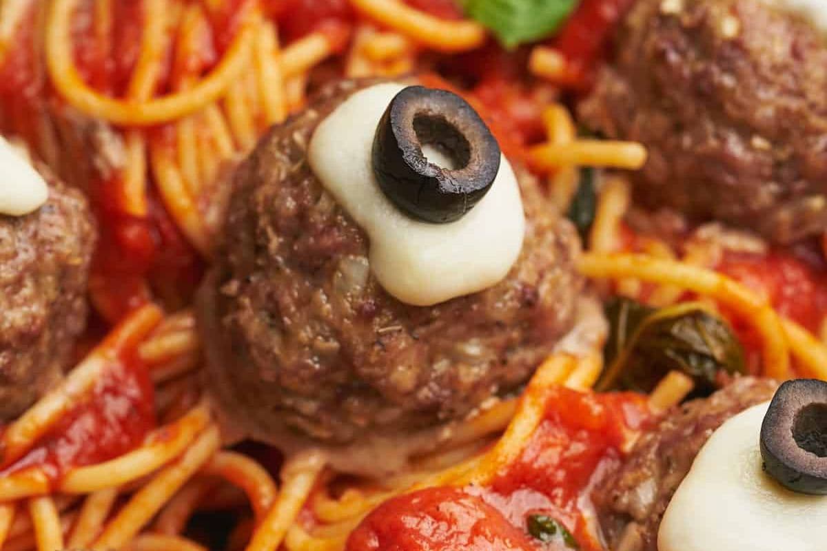 Spaghetti with a meatball eye. 