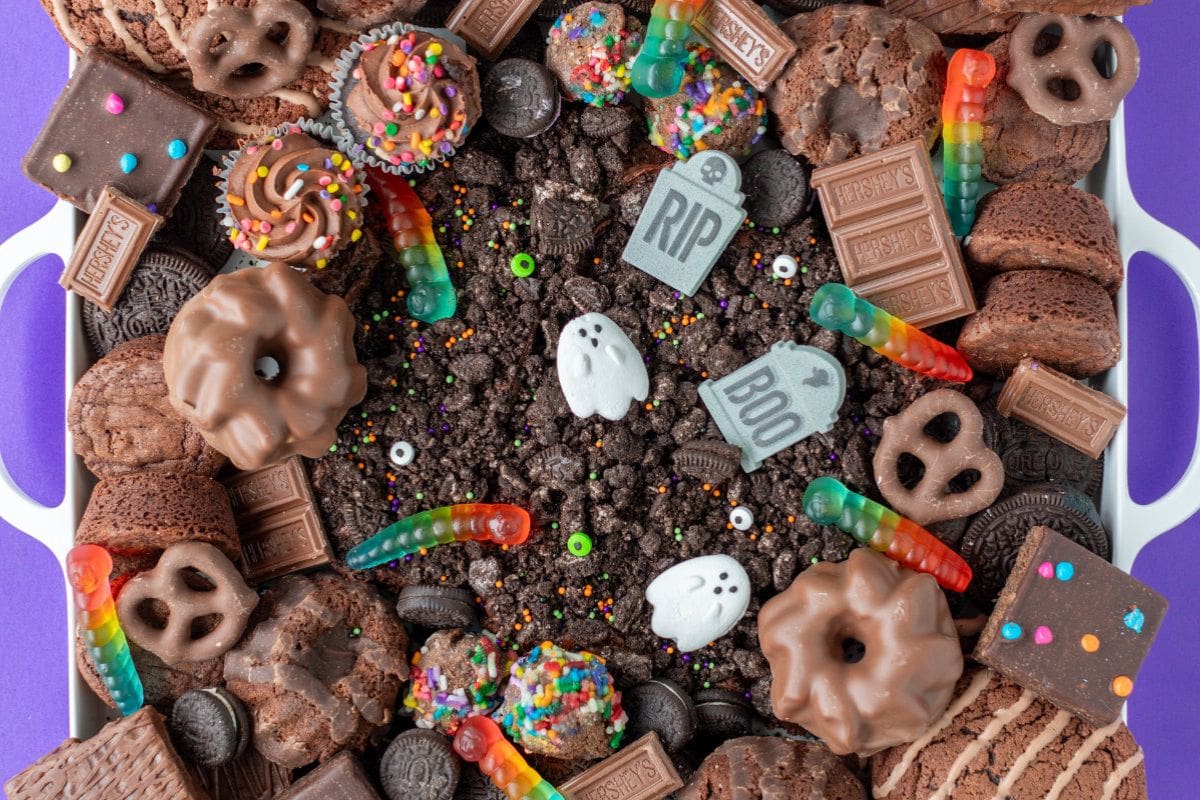 Frosting board that looks like a graveyard. 