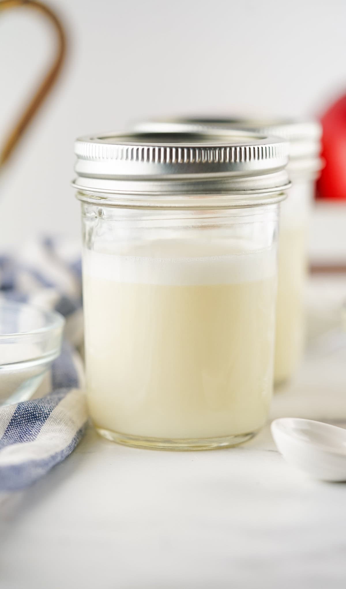 Jars of sweetened condensed milk made at home.