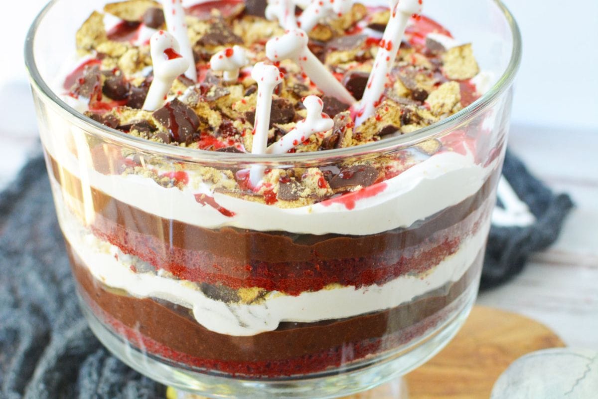 Vampire trifle layered dessert. 