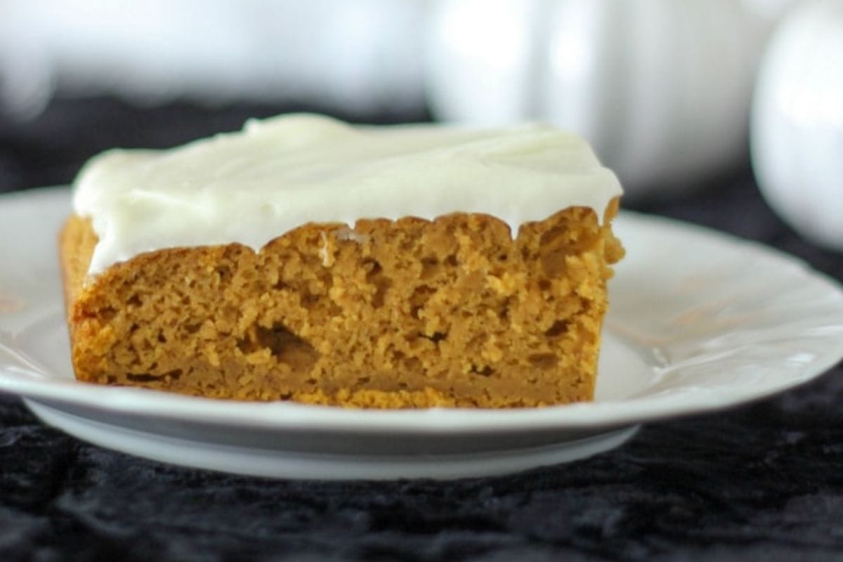 Pumpkin square slice on a plate. 