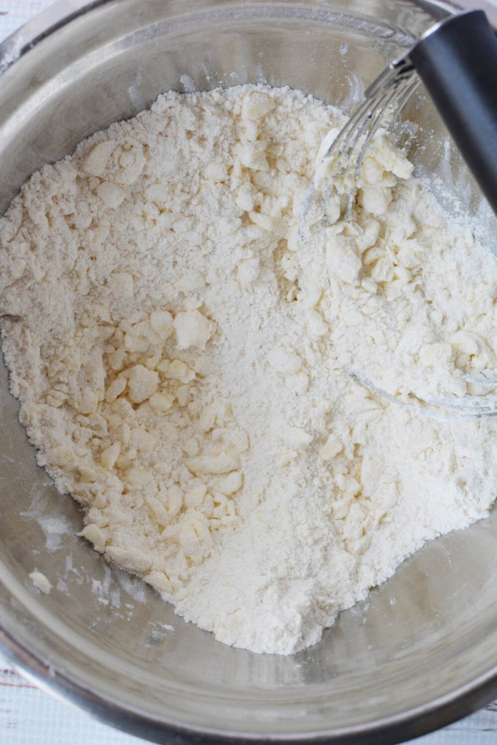 Crumbly cookie dough in a bowl