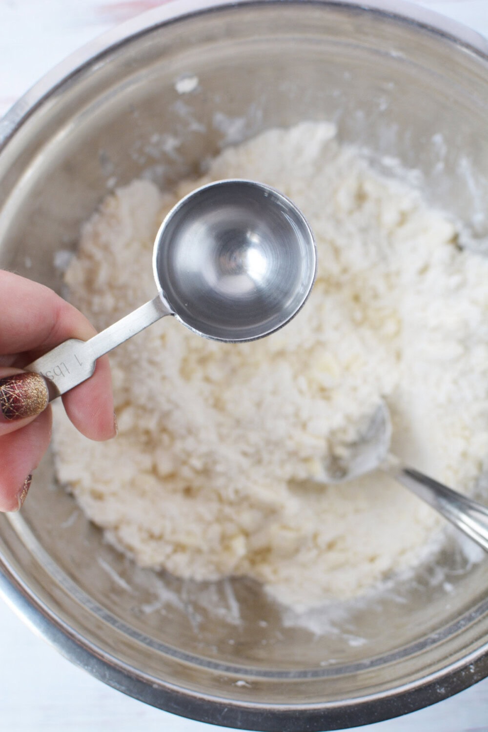 Adding water to a bowl