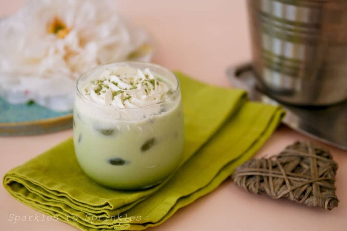 Matcha green tea iced latte.