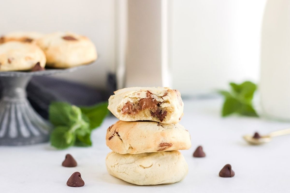 stacked chocolate chip cookies