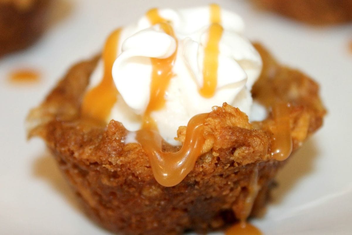 apple pie cookie cup with whipped cream
