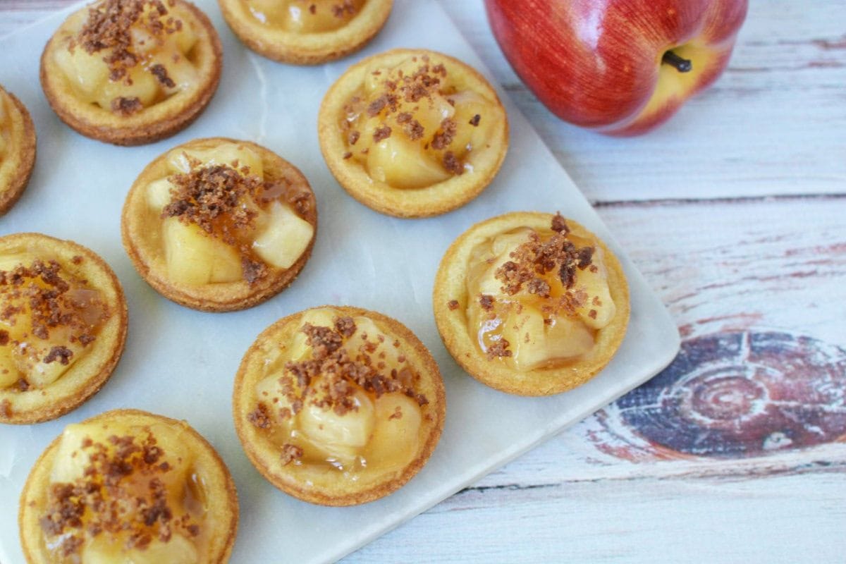 apple pie cookies with crumb topping on a plate