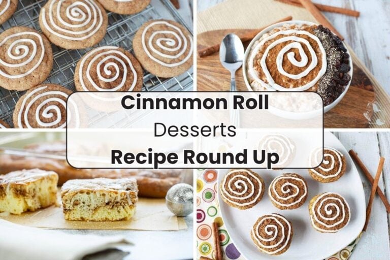 4 cinnamon roll desserts in a collage