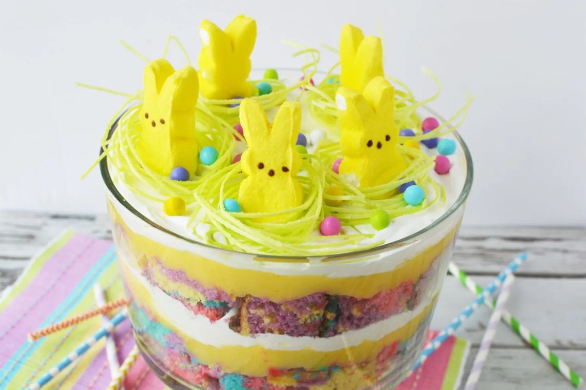 Easter trifle with Peeps on top