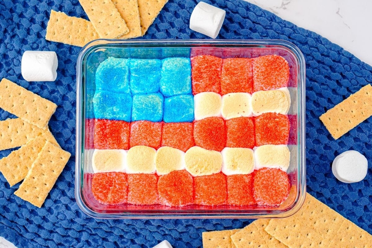 s'mores dip that looks like the American flag