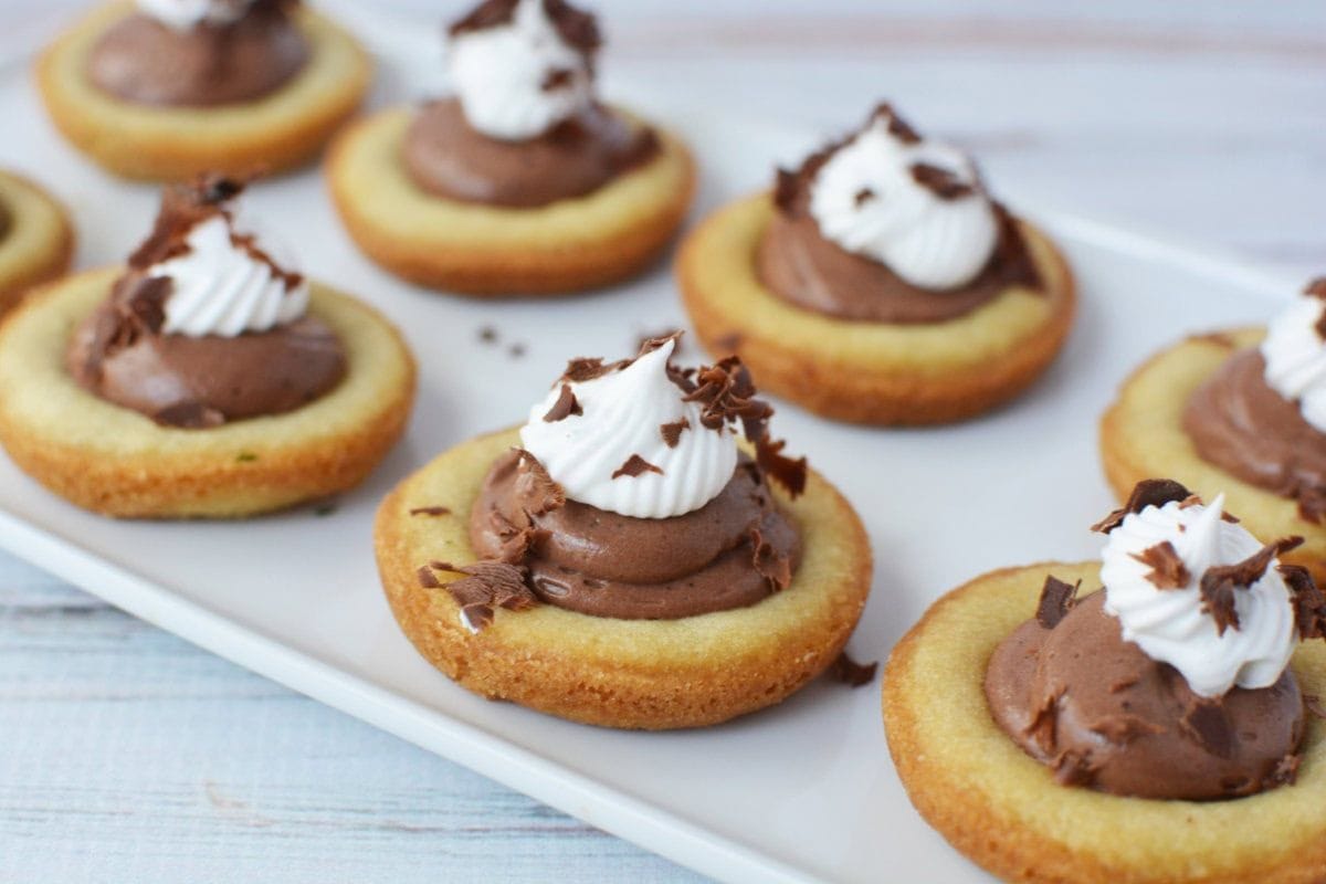 French silk pie cookies on a serving platter