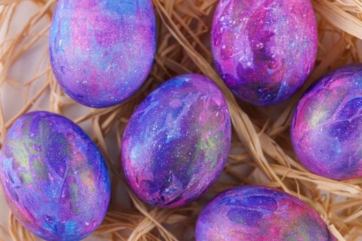 galaxy colored Easter eggs