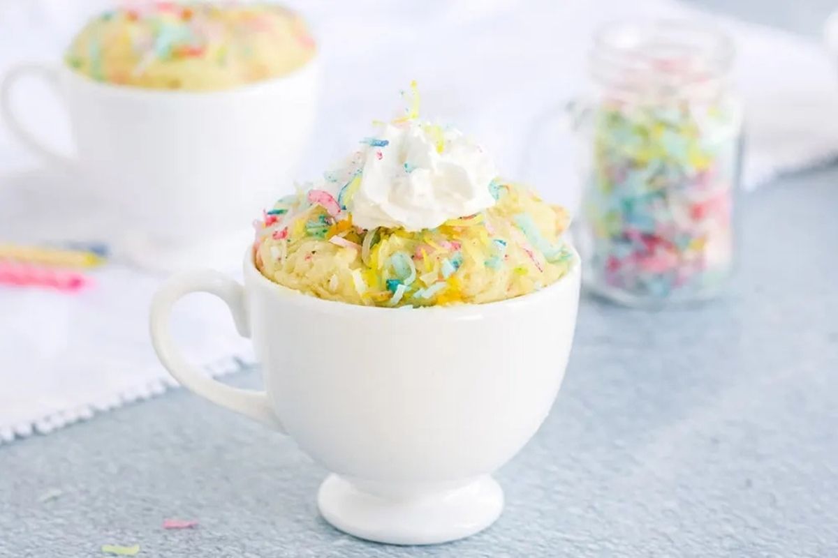 birthday cake in a mug