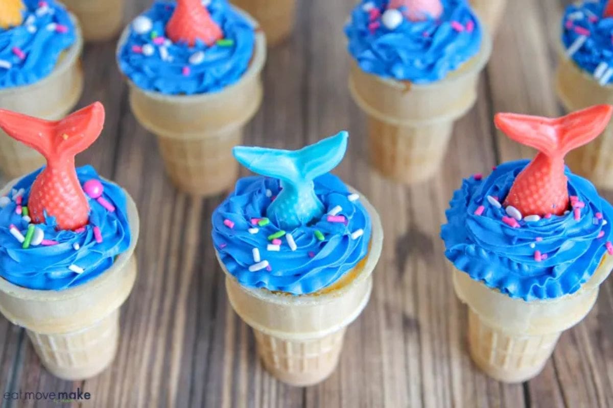 mermaid cupcakes in a cone