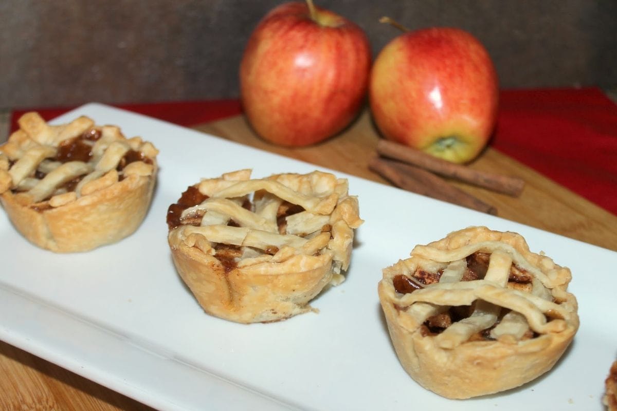 Apple pie cookie cups on a serving platter