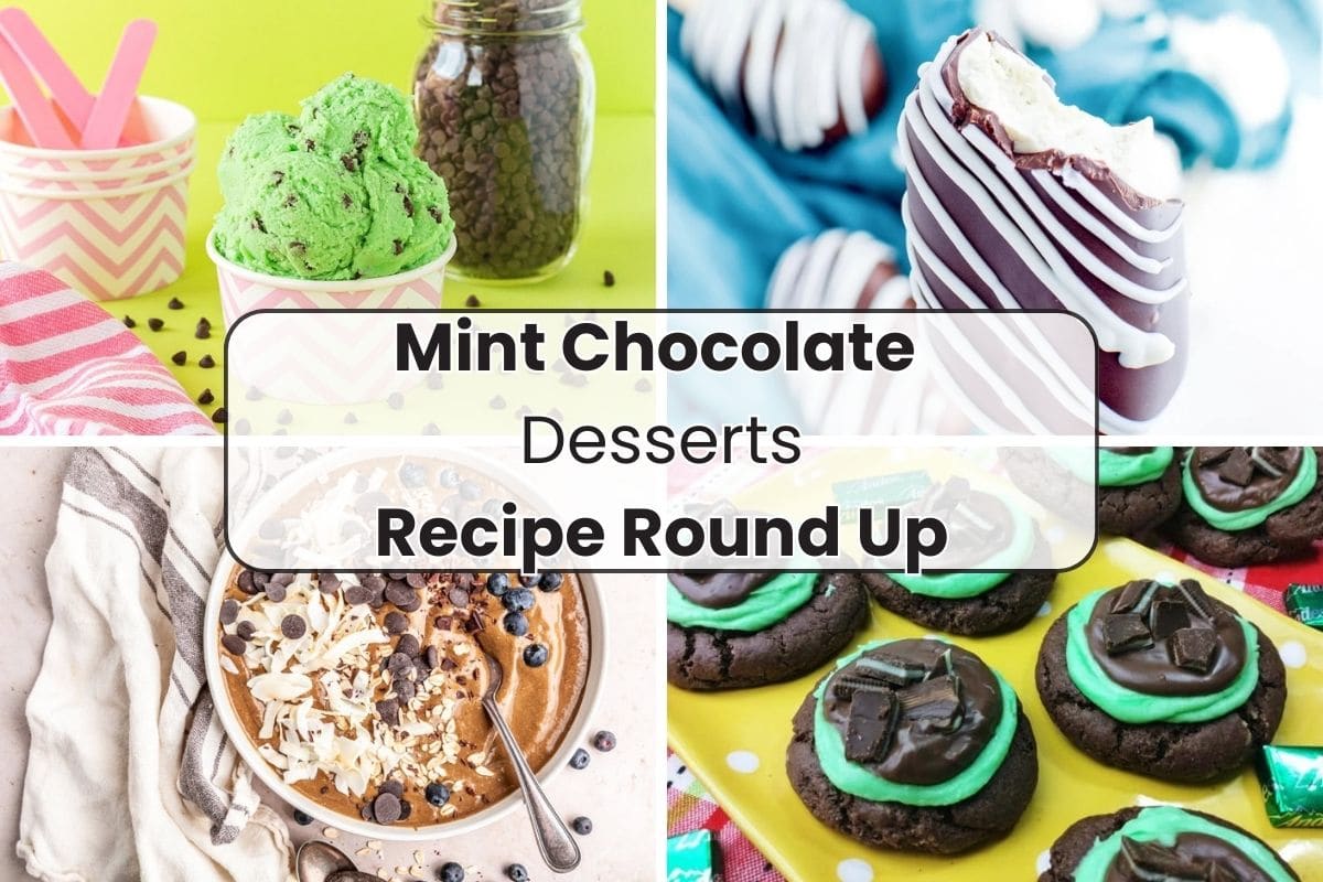 4 mint chocolate recipes in a collage