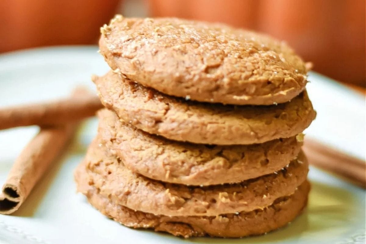 stacked pumpkin spice cake mix cookies