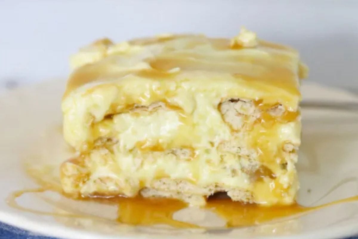 Ritz cracker icebox cake with salted caramel